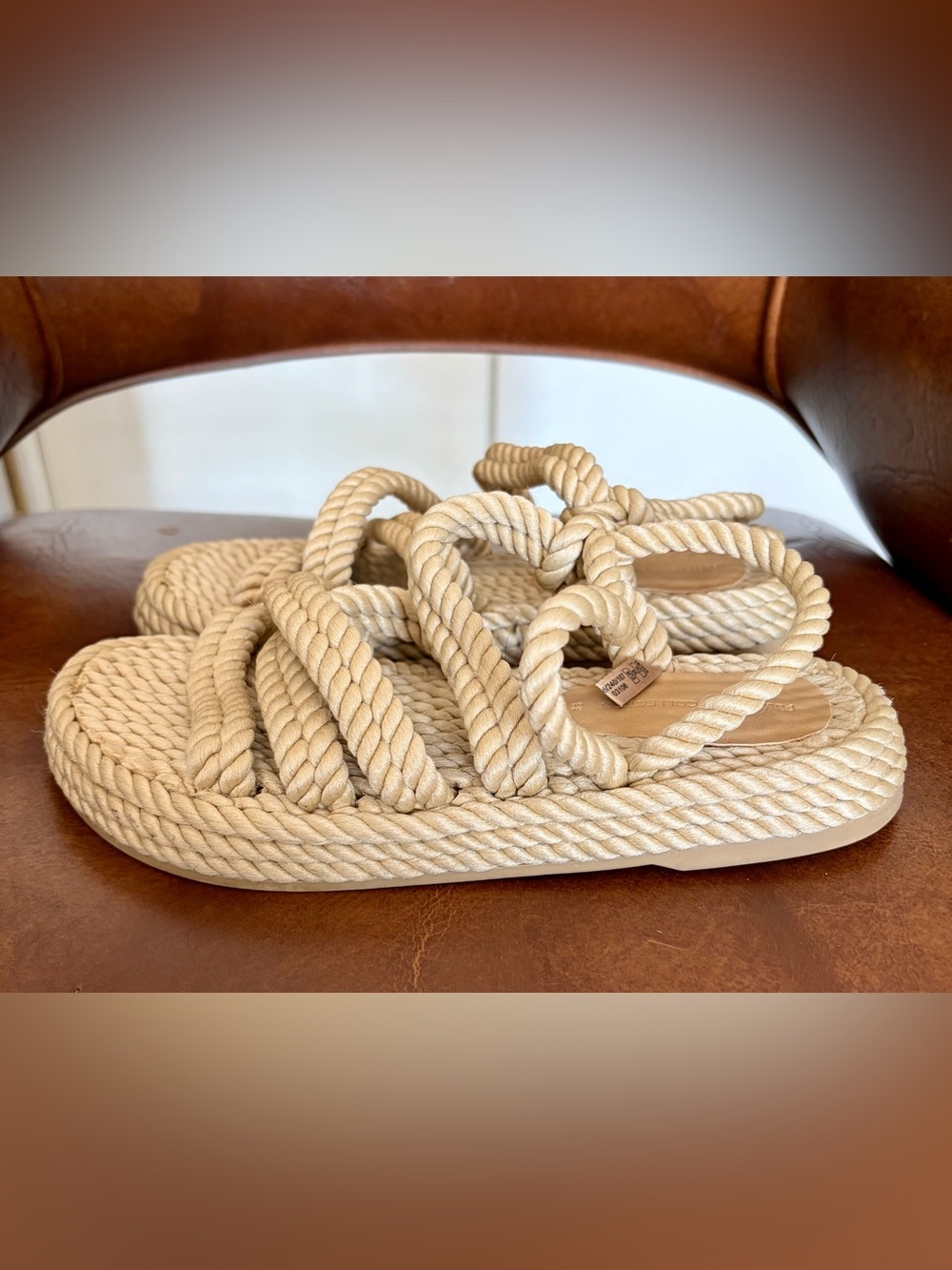 Pull&Bear rope sandals twisted rope-style uppers and jute-wrapped sole size 36